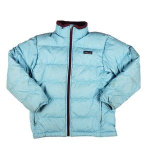 Patagonia Girls Kids Down Jacket Puffer Large Light Blue PLAY Condition